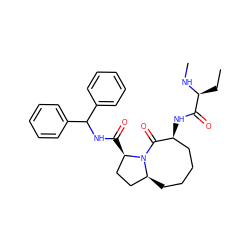 CC[C@H](NC)C(=O)N[C@H]1CCCC[C@H]2CC[C@@H](C(=O)NC(c3ccccc3)c3ccccc3)N2C1=O ZINC000045496643