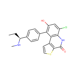 CC[C@H](NC)c1ccc(-c2c(O)cc(Cl)c3[nH]c(=O)c4sccc4c23)cc1 ZINC000149319372