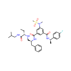 CC[C@H](NC[C@H](Cc1ccccc1)NC(=O)c1cc(C(=O)N[C@H](C)c2ccc(F)cc2)cc(N(C)S(C)(=O)=O)c1)C(=O)NCC(C)C ZINC000034803886