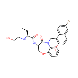 CC[C@H](NCCO)C(=O)N[C@H]1COc2ccccc2N(Cc2c(OC)ccc3cc(Br)ccc23)C1=O ZINC000208317477