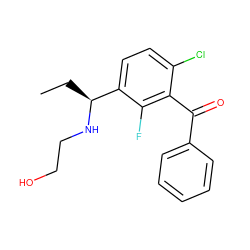 CC[C@H](NCCO)c1ccc(Cl)c(C(=O)c2ccccc2)c1F ZINC001772649072