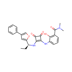 CC[C@H](Nc1c(Nc2cccc(C(=O)N(C)C)c2O)c(=O)c1=O)c1cc(-c2ccccc2)co1 ZINC000101134609