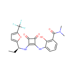 CC[C@H](Nc1c(Nc2cccc(C(=O)N(C)C)c2O)c(=O)c1=O)c1ccc(C(F)(F)F)o1 ZINC000101161427