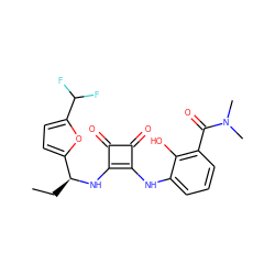 CC[C@H](Nc1c(Nc2cccc(C(=O)N(C)C)c2O)c(=O)c1=O)c1ccc(C(F)F)o1 ZINC000101129575