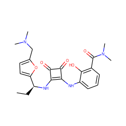 CC[C@H](Nc1c(Nc2cccc(C(=O)N(C)C)c2O)c(=O)c1=O)c1ccc(CN(C)C)o1 ZINC000101161397