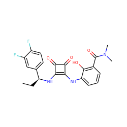 CC[C@H](Nc1c(Nc2cccc(C(=O)N(C)C)c2O)c(=O)c1=O)c1ccc(F)c(F)c1 ZINC000101129454