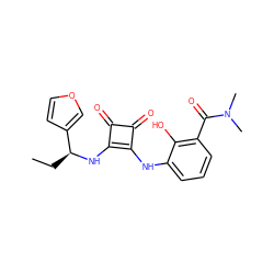 CC[C@H](Nc1c(Nc2cccc(C(=O)N(C)C)c2O)c(=O)c1=O)c1ccoc1 ZINC000101129185