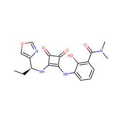 CC[C@H](Nc1c(Nc2cccc(C(=O)N(C)C)c2O)c(=O)c1=O)c1cocn1 ZINC000101131284