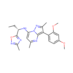 CC[C@H](Nc1cc(C)nc2c(-c3ccc(OC)cc3OC)c(C)nn12)c1nc(C)no1 ZINC000064559455