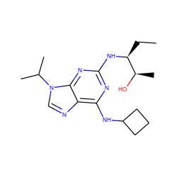 CC[C@H](Nc1nc(NC2CCC2)c2ncn(C(C)C)c2n1)[C@@H](C)O ZINC000096177795