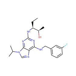 CC[C@H](Nc1nc(NCc2cccc(F)c2)c2ncn(C(C)C)c2n1)[C@@H](C)O ZINC000096177791