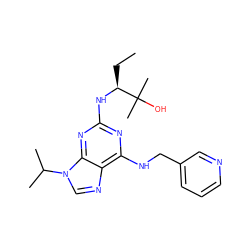 CC[C@H](Nc1nc(NCc2cccnc2)c2ncn(C(C)C)c2n1)C(C)(C)O ZINC000003939654