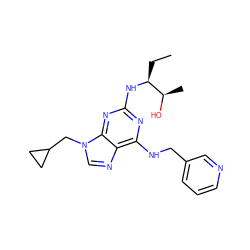 CC[C@H](Nc1nc(NCc2cccnc2)c2ncn(CC3CC3)c2n1)[C@@H](C)O ZINC000096177792