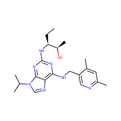 CC[C@H](Nc1nc(NCc2cnc(C)cc2C)c2ncn(C(C)C)c2n1)[C@@H](C)O ZINC000096177788