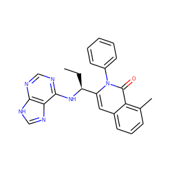 CC[C@H](Nc1ncnc2[nH]cnc12)c1cc2cccc(C)c2c(=O)n1-c1ccccc1 ZINC000088346131