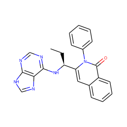 CC[C@H](Nc1ncnc2[nH]cnc12)c1cc2ccccc2c(=O)n1-c1ccccc1 ZINC000088345687