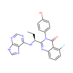 CC[C@H](Nc1ncnc2[nH]cnc12)c1nc2cccc(F)c2c(=O)n1-c1ccc(O)cc1 ZINC001772572458