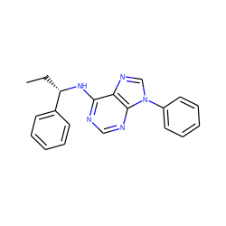 CC[C@H](Nc1ncnc2c1ncn2-c1ccccc1)c1ccccc1 ZINC000026727498