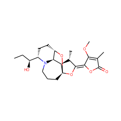 CC[C@H](O)[C@@H]1CC[C@@H]2O[C@@]34CCCN1[C@@H]2[C@H]3[C@H](C)/C(=C1/OC(=O)C(C)=C1OC)O4 ZINC000040891524