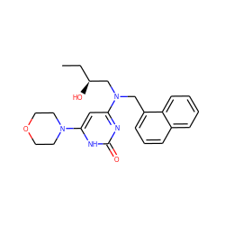 CC[C@H](O)CN(Cc1cccc2ccccc12)c1cc(N2CCOCC2)[nH]c(=O)n1 ZINC000095556097