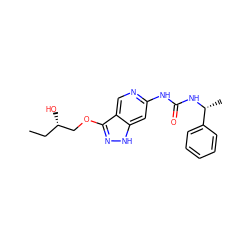 CC[C@H](O)COc1n[nH]c2cc(NC(=O)N[C@H](C)c3ccccc3)ncc12 ZINC001772599847