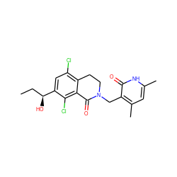 CC[C@H](O)c1cc(Cl)c2c(c1Cl)C(=O)N(Cc1c(C)cc(C)[nH]c1=O)CC2 ZINC001772613520