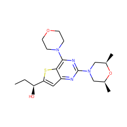 CC[C@H](O)c1cc2nc(N3C[C@H](C)O[C@H](C)C3)nc(N3CCOCC3)c2s1 ZINC001772602745