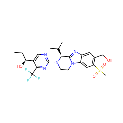 CC[C@H](O)c1cnc(N2CCn3c(nc4cc(CO)c(S(C)(=O)=O)cc43)[C@@H]2C(C)C)nc1C(F)(F)F ZINC000204935185