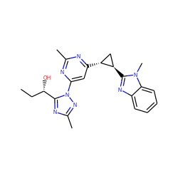 CC[C@H](O)c1nc(C)nn1-c1cc([C@@H]2C[C@H]2c2nc3ccccc3n2C)nc(C)n1 ZINC000207202580