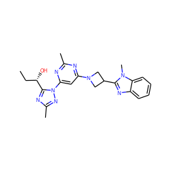 CC[C@H](O)c1nc(C)nn1-c1cc(N2CC(c3nc4ccccc4n3C)C2)nc(C)n1 ZINC000207191132