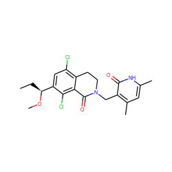 CC[C@H](OC)c1cc(Cl)c2c(c1Cl)C(=O)N(Cc1c(C)cc(C)[nH]c1=O)CC2 ZINC001772625538