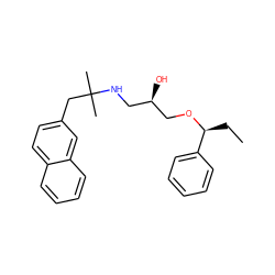 CC[C@H](OC[C@H](O)CNC(C)(C)Cc1ccc2ccccc2c1)c1ccccc1 ZINC000049785497