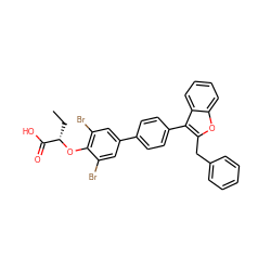 CC[C@H](Oc1c(Br)cc(-c2ccc(-c3c(Cc4ccccc4)oc4ccccc34)cc2)cc1Br)C(=O)O ZINC000028758616