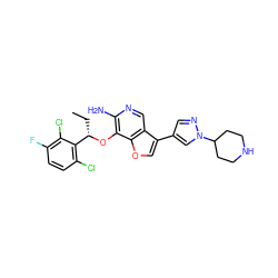 CC[C@H](Oc1c(N)ncc2c(-c3cnn(C4CCNCC4)c3)coc12)c1c(Cl)ccc(F)c1Cl ZINC000096273054