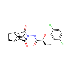 CC[C@H](Oc1cc(Cl)ccc1Cl)C(=O)NN1C(=O)[C@@H]2[C@@H](C1=O)[C@H]1CC[C@H]2C1=C(C)C ZINC000102646808