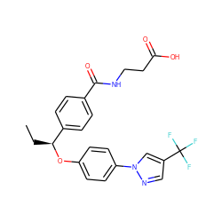 CC[C@H](Oc1ccc(-n2cc(C(F)(F)F)cn2)cc1)c1ccc(C(=O)NCCC(=O)O)cc1 ZINC000096269705