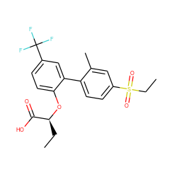 CC[C@H](Oc1ccc(C(F)(F)F)cc1-c1ccc(S(=O)(=O)CC)cc1C)C(=O)O ZINC000071340318