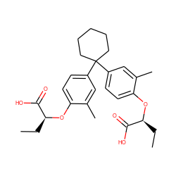 CC[C@H](Oc1ccc(C2(c3ccc(O[C@@H](CC)C(=O)O)c(C)c3)CCCCC2)cc1C)C(=O)O ZINC000034604152