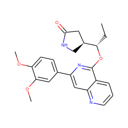 CC[C@H](Oc1nc(-c2ccc(OC)c(OC)c2)cc2ncccc12)[C@H]1CNC(=O)C1 ZINC000141932029