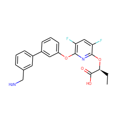 CC[C@H](Oc1nc(Oc2cccc(-c3cccc(CN)c3)c2)c(F)cc1F)C(=O)O ZINC000205208966