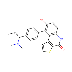 CC[C@H](c1ccc(-c2c(O)ccc3[nH]c(=O)c4sccc4c23)cc1)N(C)C ZINC000149948999