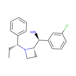 CC[C@H](c1ccccc1)N1CC[C@H]1[C@@H](N)c1cccc(Cl)c1 ZINC000022941599