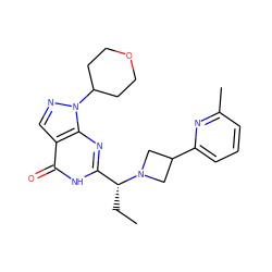 CC[C@H](c1nc2c(cnn2C2CCOCC2)c(=O)[nH]1)N1CC(c2cccc(C)n2)C1 ZINC000116982116