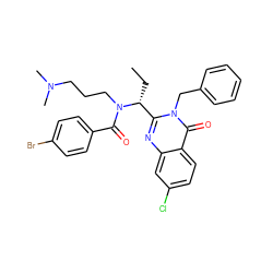 CC[C@H](c1nc2cc(Cl)ccc2c(=O)n1Cc1ccccc1)N(CCCN(C)C)C(=O)c1ccc(Br)cc1 ZINC000014163016