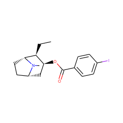 CC[C@H]1[C@@H](OC(=O)c2ccc(I)cc2)C[C@@H]2CC[C@H]1N2C ZINC000013779956