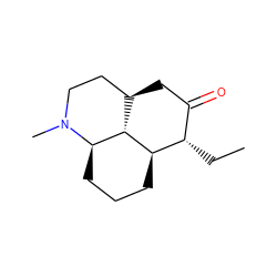 CC[C@H]1C(=O)C[C@@H]2CCN(C)[C@@H]3CCC[C@H]1[C@@H]23 ZINC001772589613