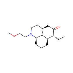 CC[C@H]1C(=O)C[C@@H]2CCN(CCOC)[C@@H]3CCC[C@H]1[C@@H]23 ZINC001772581699