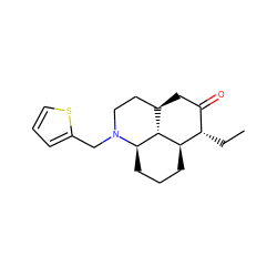 CC[C@H]1C(=O)C[C@@H]2CCN(Cc3cccs3)[C@@H]3CCC[C@H]1[C@@H]23 ZINC001772585759