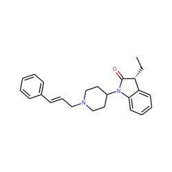 CC[C@H]1C(=O)N(C2CCN(C/C=C/c3ccccc3)CC2)c2ccccc21 ZINC000169341853