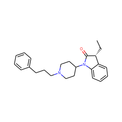 CC[C@H]1C(=O)N(C2CCN(CCCc3ccccc3)CC2)c2ccccc21 ZINC000169341850